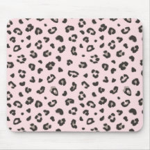 Black on Pink Leopard Print Mousepad