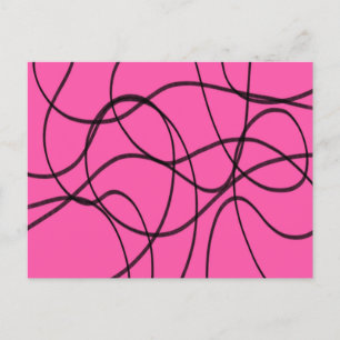 Black on Pink Ribbon Art Postcard