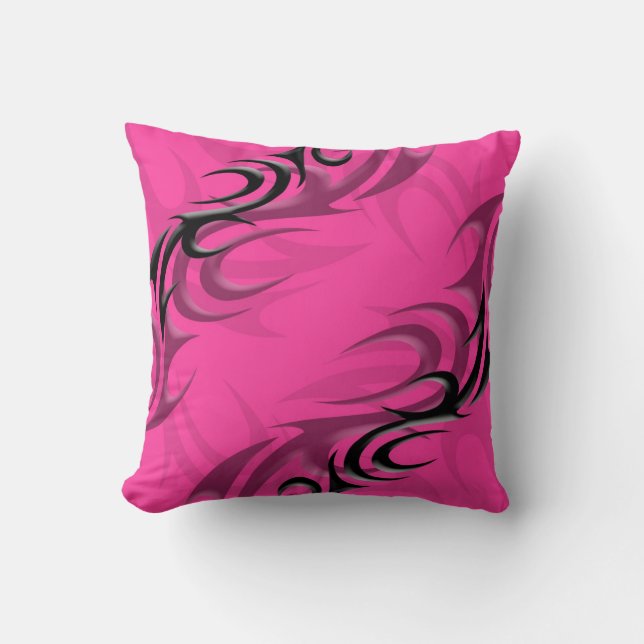 Black on Pink "Smoke" Pillow (Front)