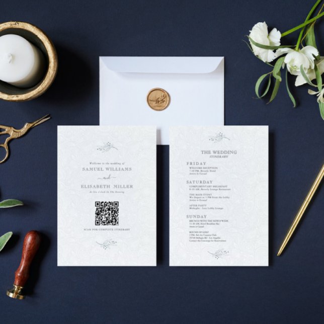 Black On Plush White Paisley Minimal Program Invitation (Creator Uploaded)