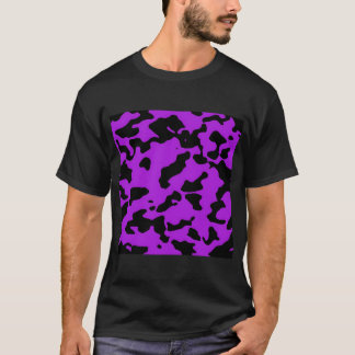 Black on Purple Cow Print Pattern T-Shirt
