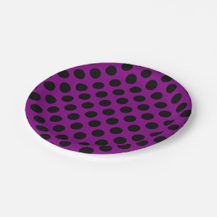 Black on Purple Large Size Polka Dots Paper Plate