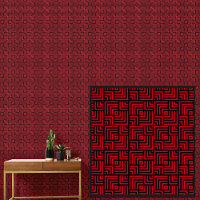Black on Red Geometric Overlapping Squares 