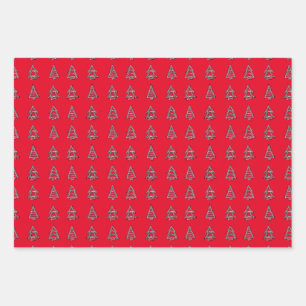 Black On Red Tree Wrapping Paper