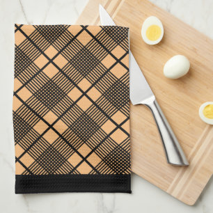 Black on Taupe Horizontal Plaid Kitchen Towel