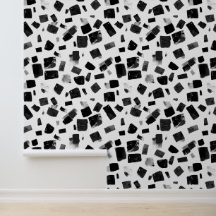 Black on White abstract Shapes Squares Wallpaper
