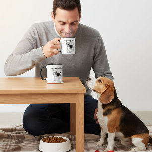 Black On White Beagle and Coffee Personalise Mug