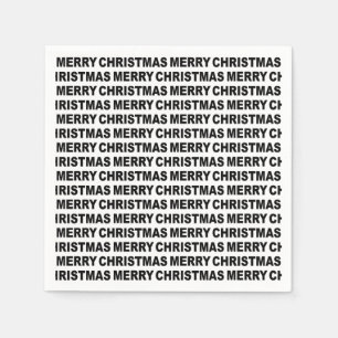 Black on White Christmas Typography Paper Napkin