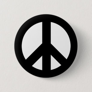 Black on White CND Peace Symbol 6 Cm Round Badge
