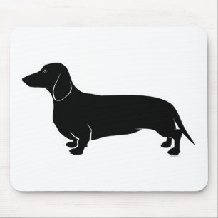 Black on White Dachsund Mouse Mat