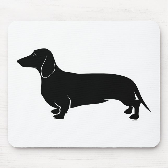 Black on White Dachsund Mouse Mat (Front)
