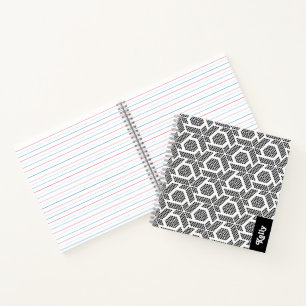 Black on white dotted geometric pattern notebook