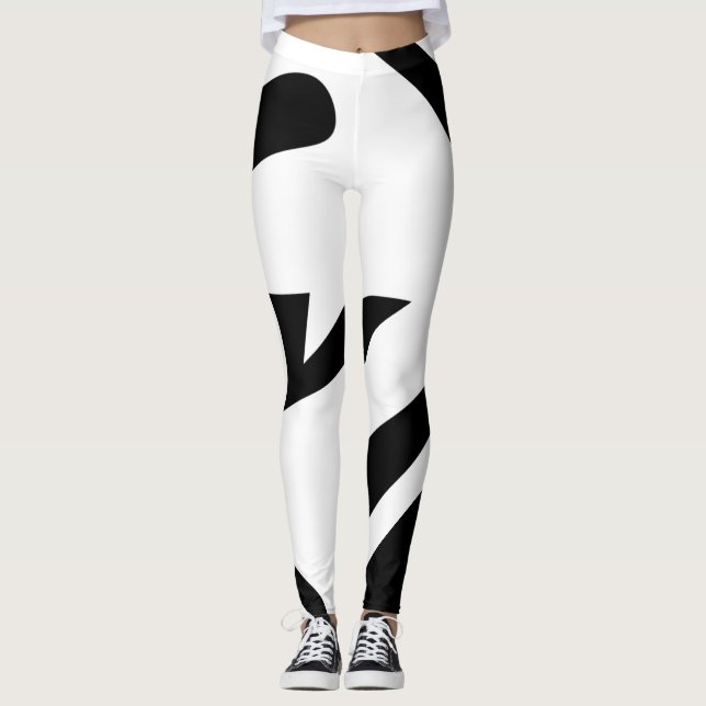 Black on White Elegant Leggings (Front)