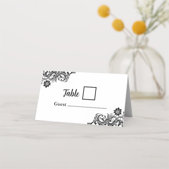Black on White Folded Place Cards (Front)