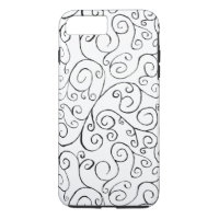 Black on White Hand-Painted Curvy Pattern