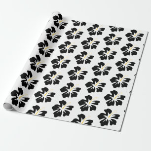 Black on White Hibiscus Wrapping Paper