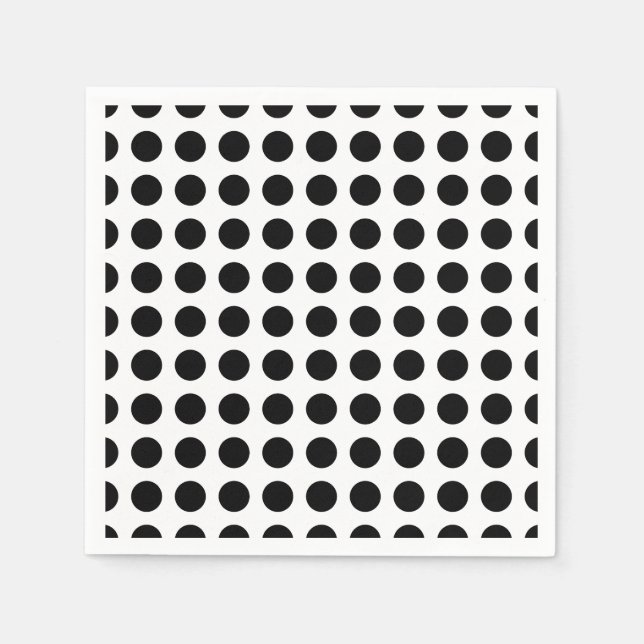 Black on White Large Horizontal Polka Dots Paper Napkin (Front)