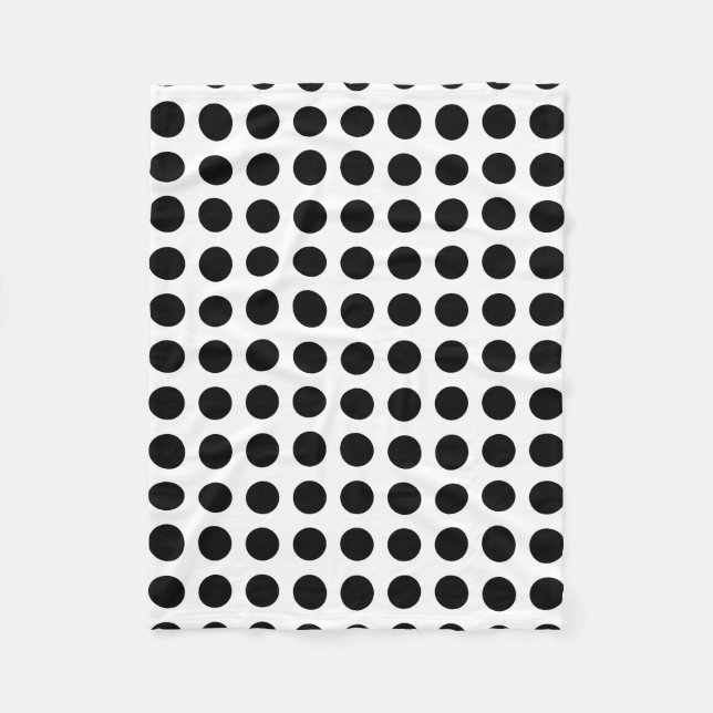 Black on White Large Size Horizontal Polka Dots Fleece Blanket (Front)