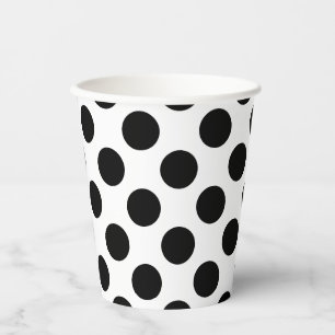 Black on White Large Size Polka Dots Paper Cups