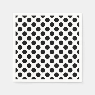 Black on White Large Size Polka Dots Paper Napkin