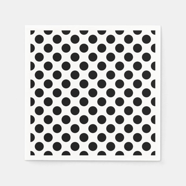 Black on White Large Size Polka Dots Paper Napkin (Front)