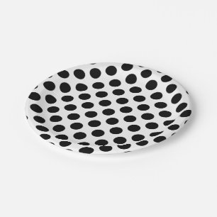 Black on White Large Size Polka Dots Paper Plate
