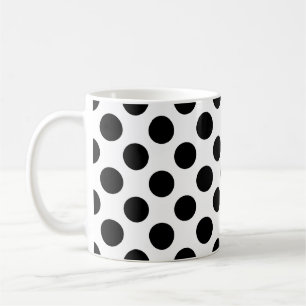 Black on White Large Size Polka Dots Pattern Coffee Mug