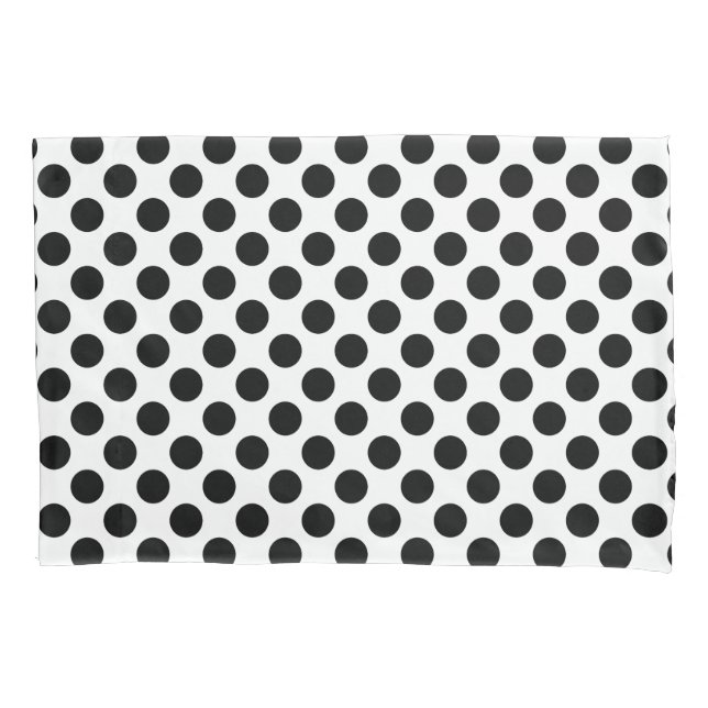 Black on White Large Size Polka Dots Pillowcase (Front)