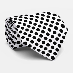 Black on White Large Size Polka Dots Tie