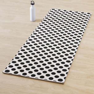 Black on White Large Size Polka Dots Yoga Mat
