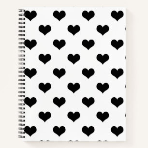 Black On White Lovely Hearts Design Notebook