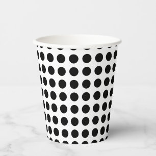 Black on White Medium Size Horizontal Polka Dots Paper Cups