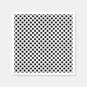Black on White Medium Size Polka Dots Paper Napkin