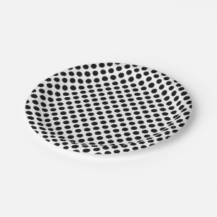 Black on White Medium Size Polka Dots Paper Plate