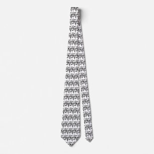 black on white Om symbols Tie