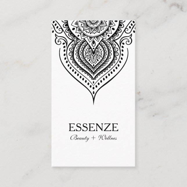 Black On White Paisley Lace Business Card (Front)