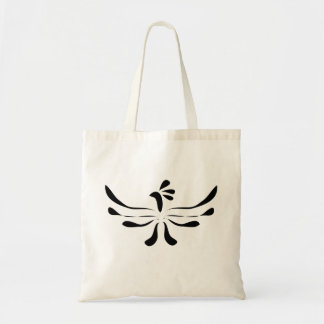 Black on white phoenix tote bag
