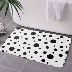 Black on White Polka Dot Pattern Bath Mat