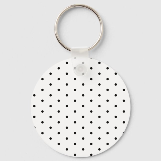 Black on White Polka Dots Key Ring (Front)