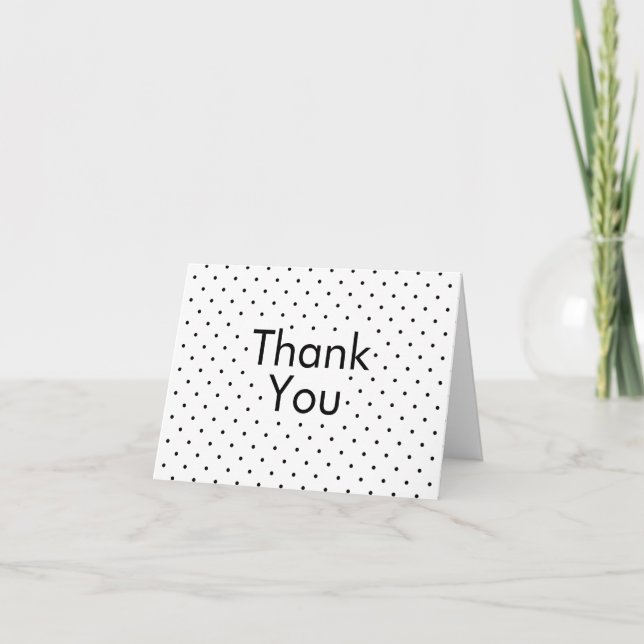 Black on White Polka Dots Thank You Card (Front)