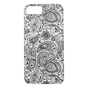 Black On White Retro Paisley Damasks Lace iPhone 8/7 Case