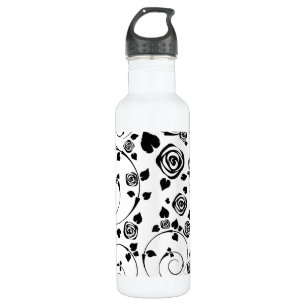 Black on White Rosettes 710 Ml Water Bottle