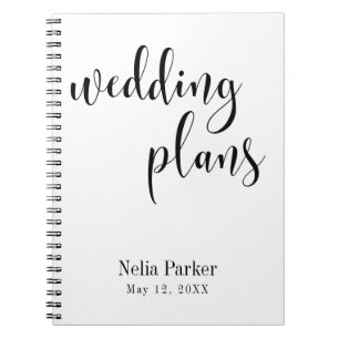 Black on White Script Typography Wedding Planner 2 Notebook