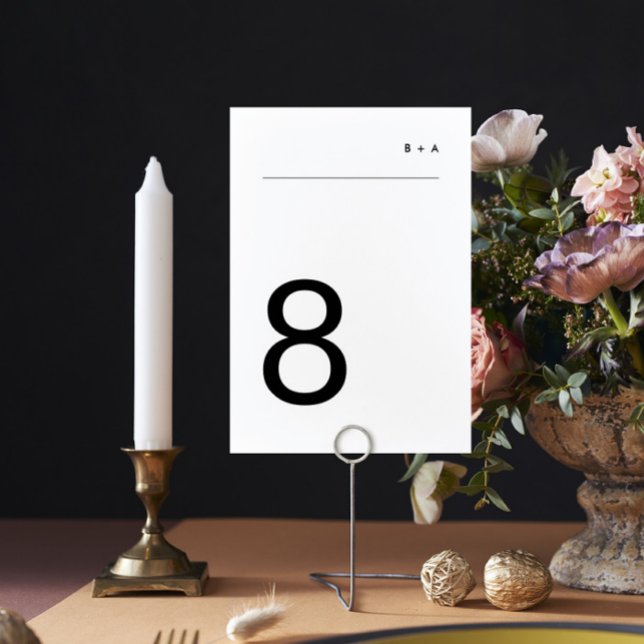 Black on White Simple Plain Modern Premium Elegant Table Number (Creator Uploaded)