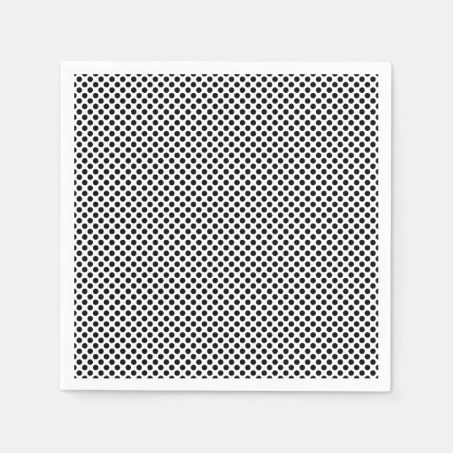 Black on White Small Size Polka Dots Paper Napkin (Front)
