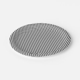 Black on White Small Size Polka Dots Paper Plate