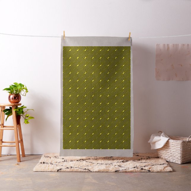 black on yellow abstract background fabric (In Situ)