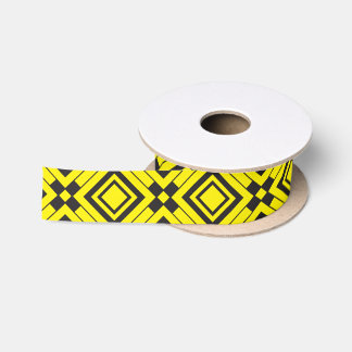 black on yellow abstract background satin ribbon