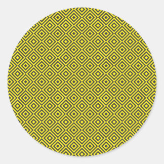 Black on yellow and yellow on black romb classic round sticker