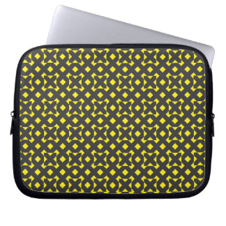 Black on Yellow on Black cross and square diamond Laptop Sleeve
